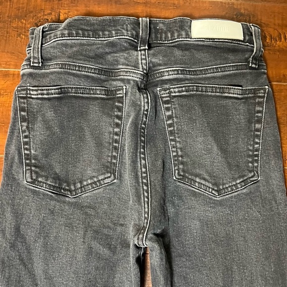 RE/DONE Revolve Denim High Rise Stove Pipe Faded Black Raw Hem Size 28 Redone - Picture 8 of 14